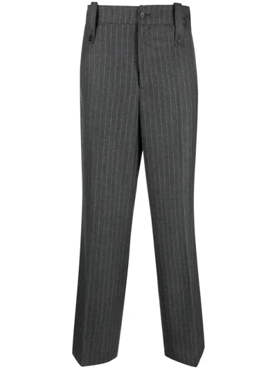 Paura Stripe-print Straight-leg Trousers In Grey