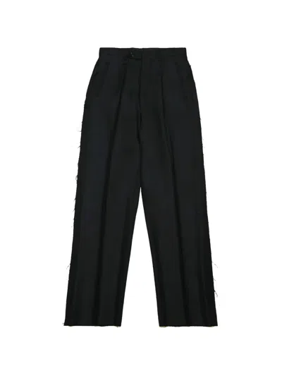 Paura Troy Frayed Trousers In Black