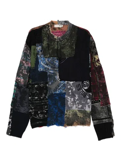 Paura Utopia Patchwork Sweater In Black