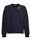 Paura V-neck Wool Sweater In Blue