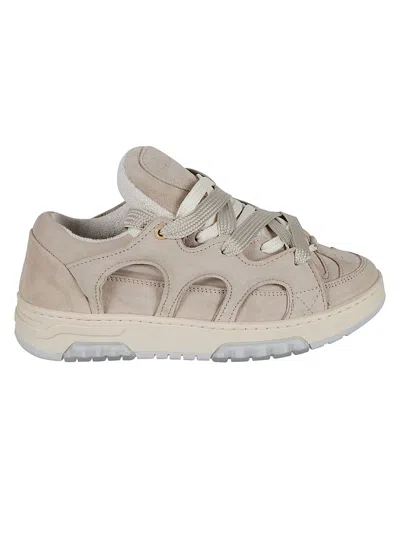Paura Velvet Logo Trainers In Light Sand