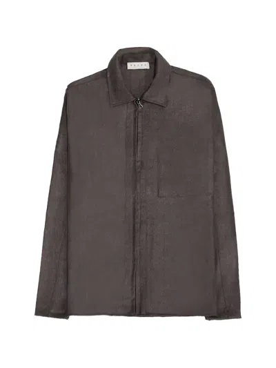 Paura Zip Shirt Jacket In Brown