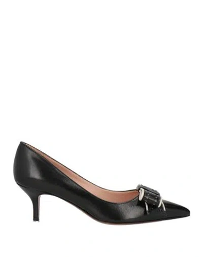 Pavin Woman Pumps Black Size 7.5 Leather In Multi