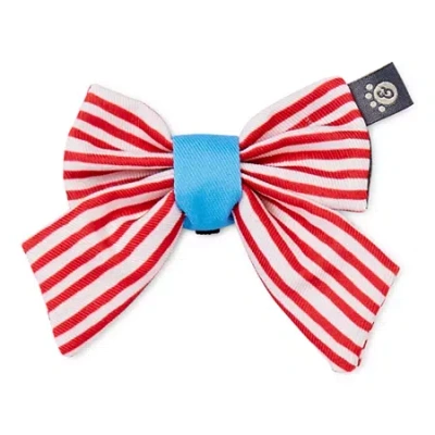 Paw And Tail Paw & Tail Striped Dog Bowtie In Red