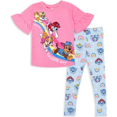 Paw Patrol Kids'  2-piece T-shirt And Leggings Set In Light Pink Light Blue