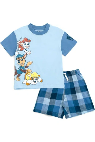 Paw Patrol Kids'  2-piece T-shirt And Shorts Set In  Blue Plaid