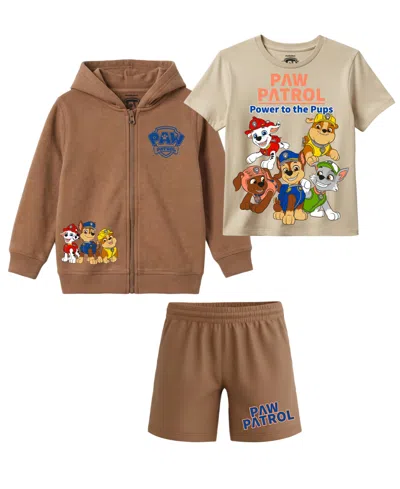 Paw Patrol Babies' Boys' 2t-7 Printed T-shirt, Sweatshirt And Shorts, 3-piece Set In Multi