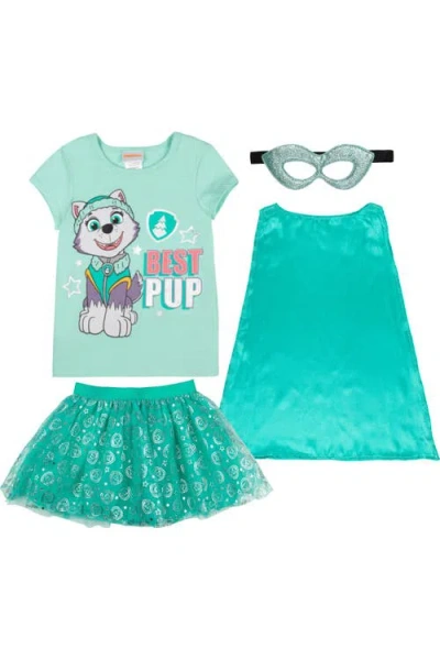 Paw Patrol Kids'  Everest T-shirt And Tutu Set With Cape In Everest Mint Teal