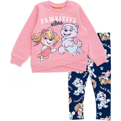Paw Patrol Babies'  Fleece 2-piece Sweatshirt And Leggings Set In Pink