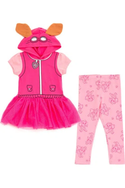 Paw Patrol Kids'  Hooded Tutu T-shirt And Leggings Set In Skye Pink