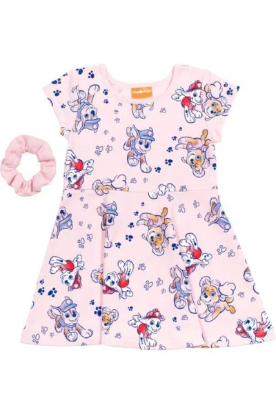Paw Patrol Kids'  Skater Dress And Scrunchie Set In  Pink
