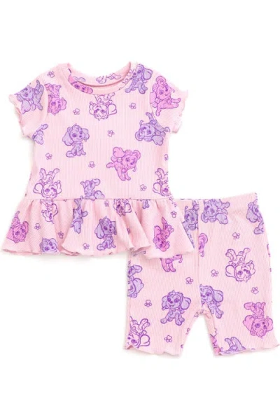 Paw Patrol Babies'  Skye 2-piece Tee And Bike Shorts Set In Pink