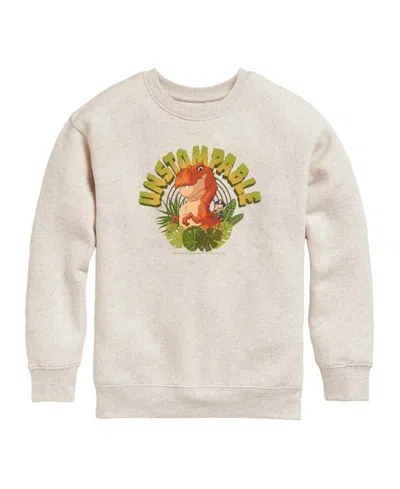 Paw Patrol Babies' The Movie Dinosaur Unstompable Toddler Boys' 2t-5t Fleece Crew Sweatshirt In Brown