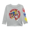 Paw Patrol Toddler Boys Crew Neck Long Sleeve  Graphic T-shirt In Gray