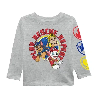 Paw Patrol Babies' Toddler Boys Crew Neck Long Sleeve  Graphic T-shirt In Gray