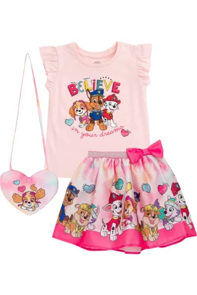 Paw Patrol Kids'  T-shirt And Skirt Set In Pink Skye