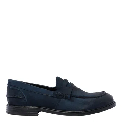 Pawelk's Man Loafers Navy Size 8 Leather In Blue