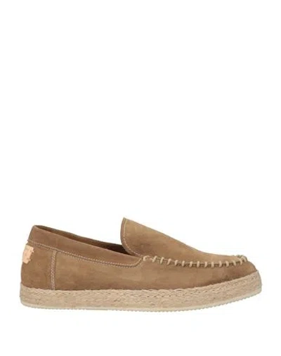 Pawelk's Man Espadrilles Beige Size 8 Leather In Brown