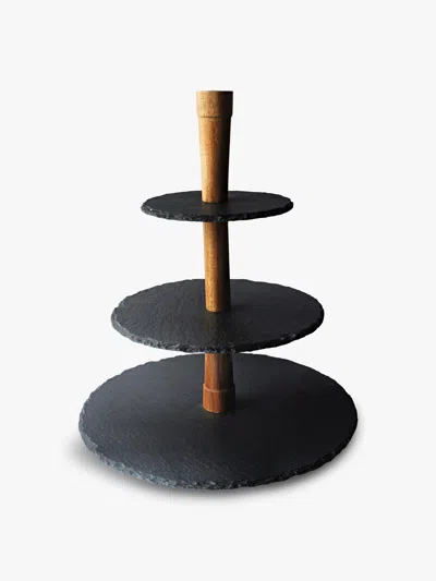 Paxton & Whitfield Slate Wood Cheese Serving Tower In Black