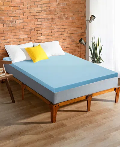 Payton 1" Gel Memory Foam Mattress Topper, Full In Blue