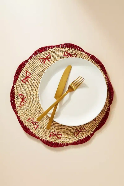 Payton James Handwoven Bow Placemat In Red