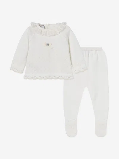 Paz Rodriguez Kids'  Baby 2 Piece Cotton Knit Set In White