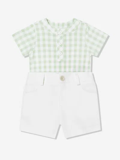 Paz Rodriguez Baby Boys Cotton And Linen Short Set In Green