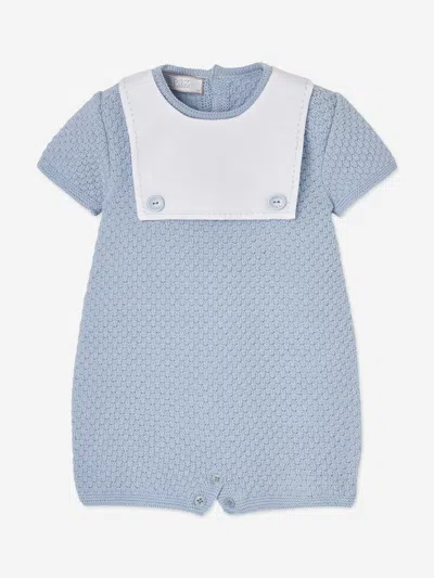 Paz Rodriguez Baby Boys Cotton Knit Romper In Blue