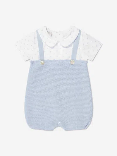 Paz Rodriguez Baby Boys Dugaree Romper In Blue