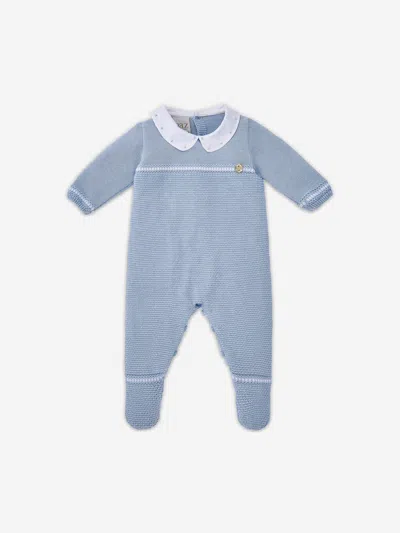 Paz Rodriguez Babies' Knitted Cotton Pyjama In Blue