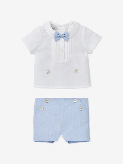 Paz Rodriguez Kids' Baby Boys Linen Shorts Set In Multicoloured