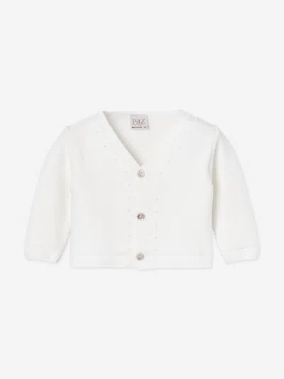 Paz Rodriguez Kids'  Baby Cotton Knit Essential Cardigan In White