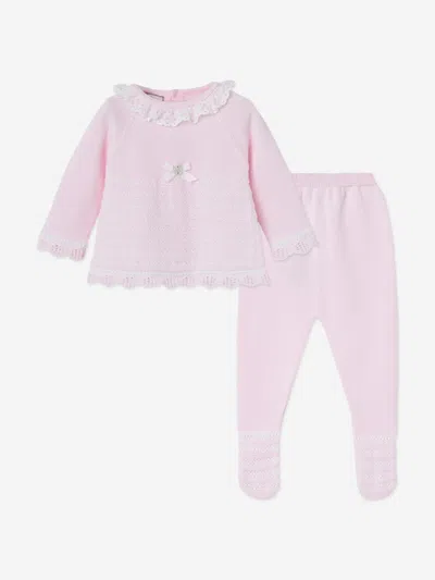 Paz Rodriguez Baby Girls 2 Piece Cotton Knit Set In Pink