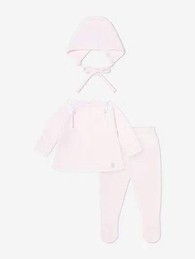 Paz Rodriguez Baby Girls 3 Piece Cotton Knit Set In Pink