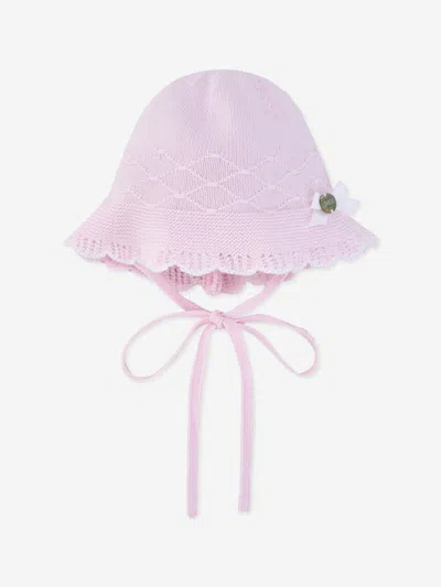 Paz Rodriguez Kids' Baby Girls Cotton Knit Bonnet In Pink