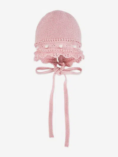 Paz Rodriguez Kids'  Baby Girls Cotton Knit Bonnet In Pink