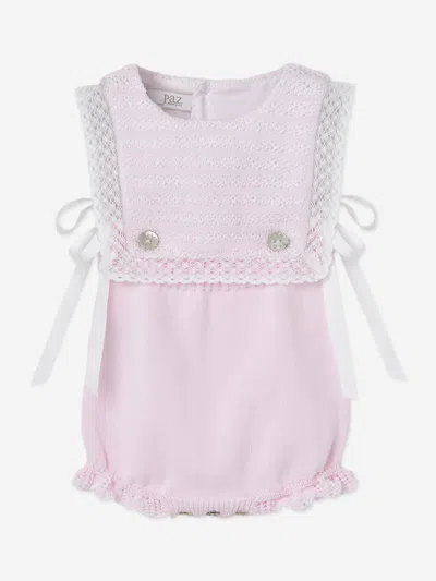 Paz Rodriguez Baby Girls Cotton Lace Trim Romper In Pink