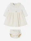 Paz Rodriguez Baby Girls Dress And Bloomers Set In White