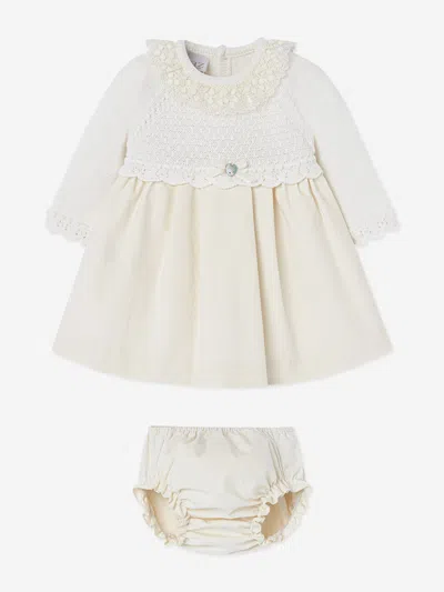 Paz Rodriguez Baby Girls Dress And Bloomers Set In White
