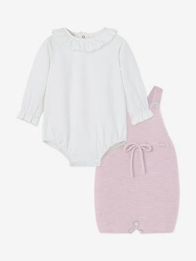Paz Rodriguez Baby Girls Dungarees Set In Pink
