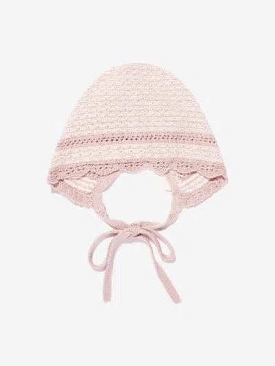 Paz Rodriguez Baby Girls Knitted Bonnet In Pink