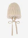 Paz Rodriguez Baby Girls Knitted Bonnet In Brown