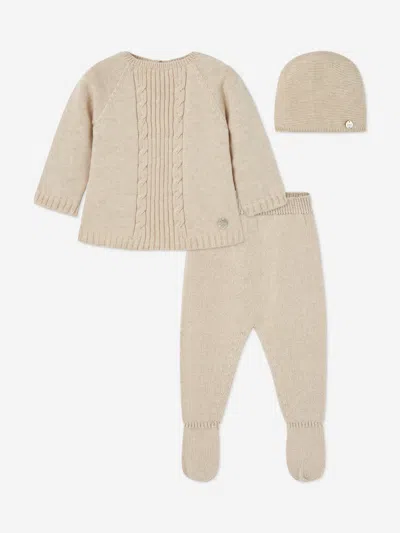 Paz Rodriguez Kids' Baby Knitted 3 Piece Babygrow Set In Brown