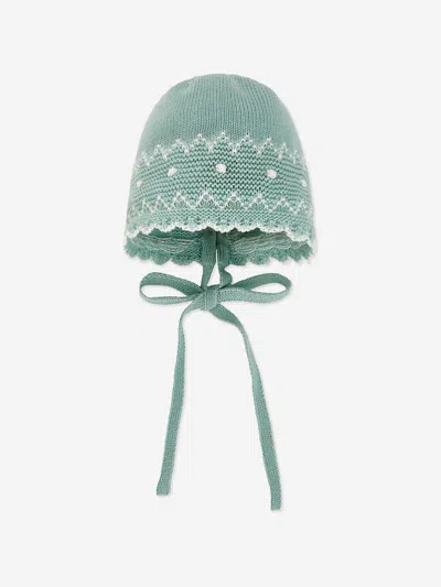 Paz Rodriguez Baby Knitted Bonnet In Green