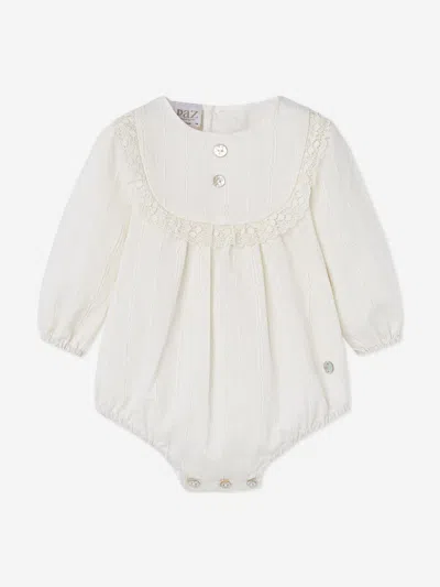 Paz Rodriguez Baby Lace Trim Romper In Brown