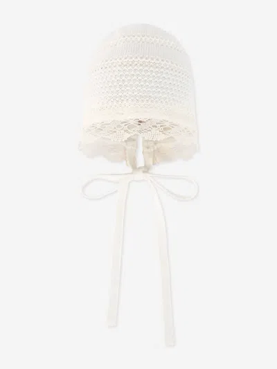 Paz Rodriguez Baby Lace Trimmed Bonnet In Ivory
