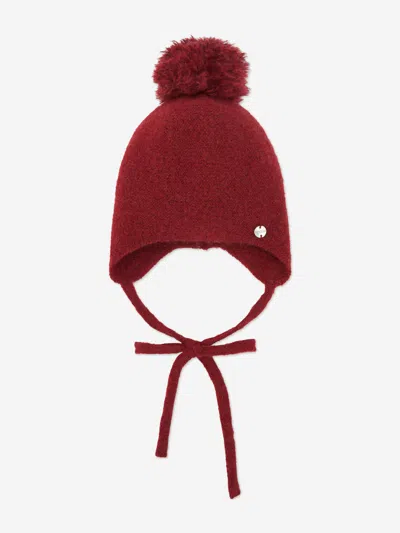 Paz Rodriguez Baby Wool Natural Fur Hat In Burgundy