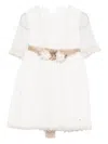 Paz Rodriguez Belted Dress In White