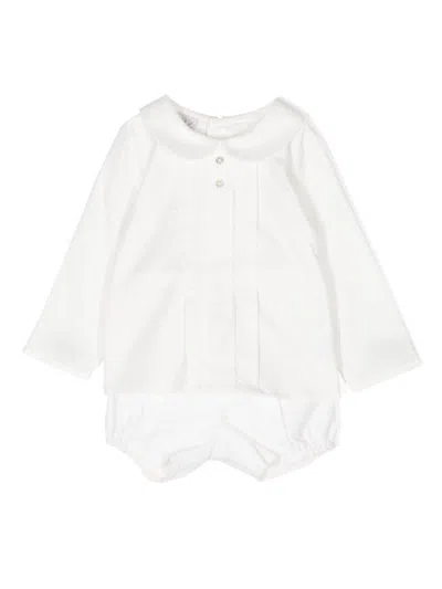 Paz Rodriguez Bib-collar Cotton Babygrow Set In White