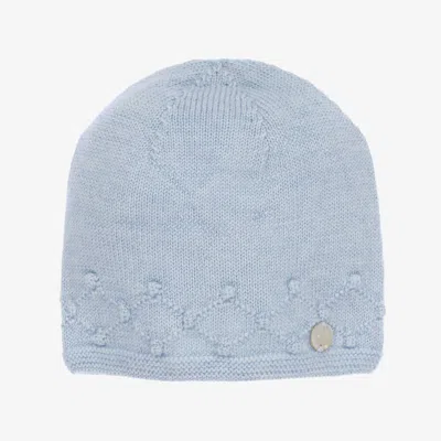 Paz Rodriguez Blue Wool Knit Baby Hat